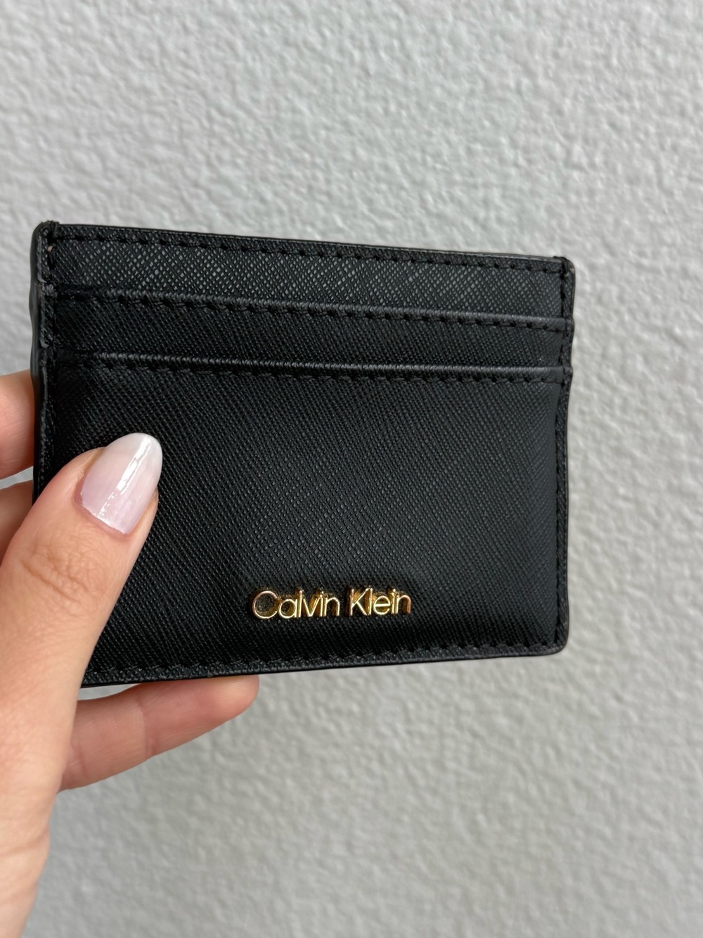 Calvin Klein Black Card Holder with Gold-tone Logo